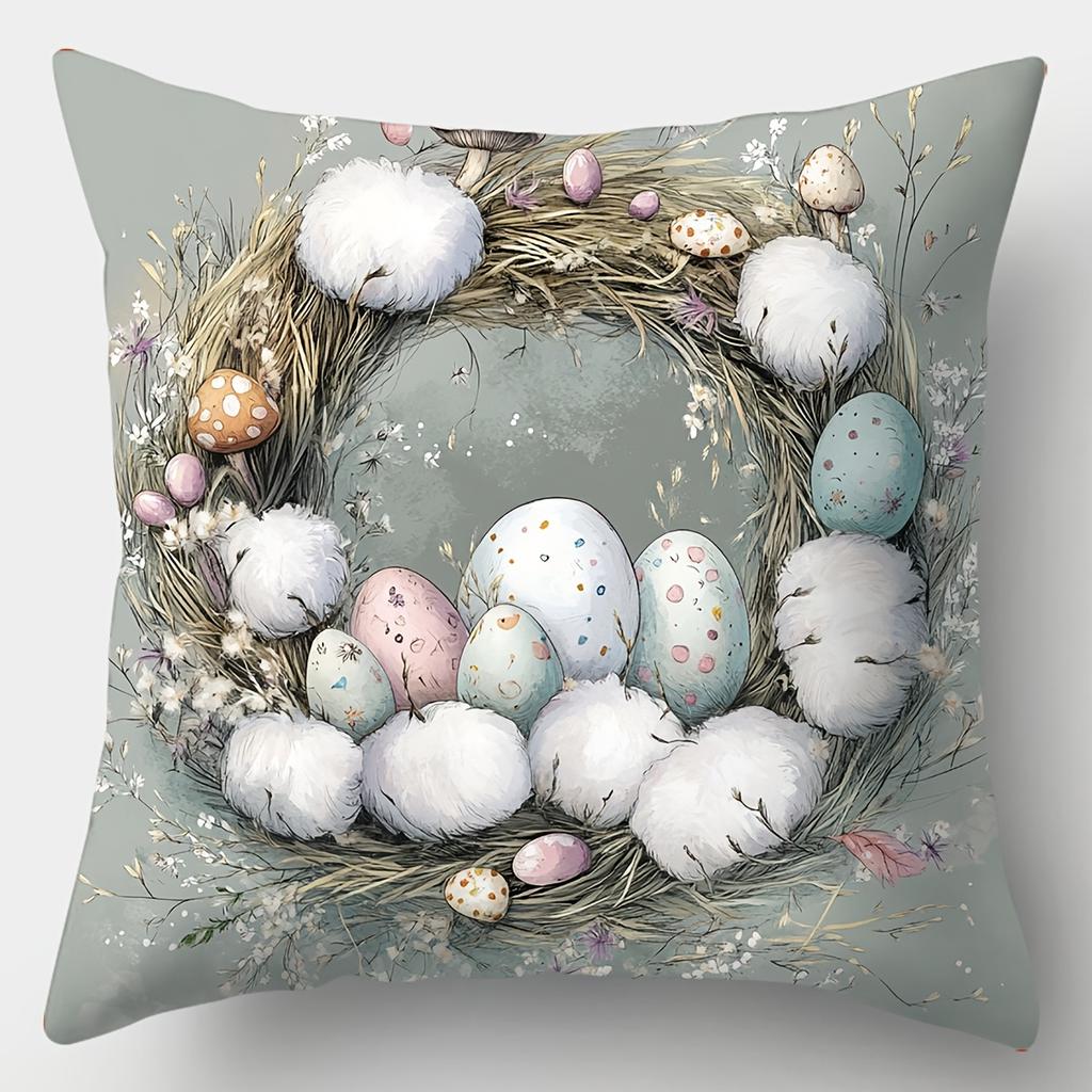 Cute Bunny Patterned Cushion Covers Easter Decorations Polyester pillowcase, sofa decorative cushion cov Headboard Pillow