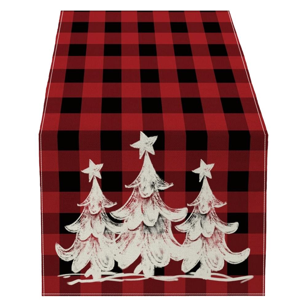 Santa Claus Christmas Table Runner Snowflake Reindeer Christmas Table Flag Desk Decor Snowman Xmas Tablecloth Home Decor