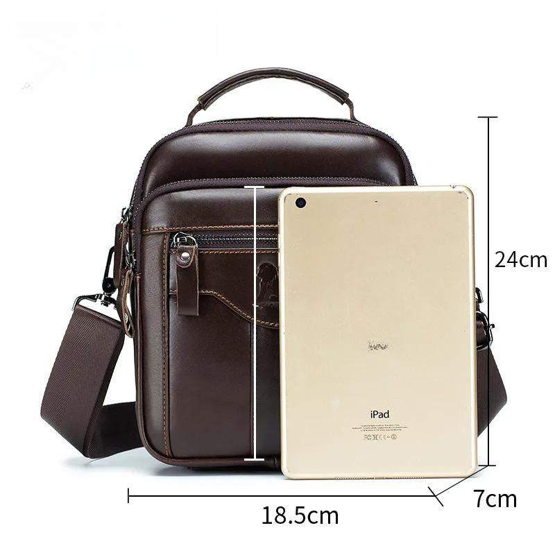 Pánská crossbody taška ze 100% pravé kůže, taška přes jedno rameno, velká kapacita, odolná proti opotřebení