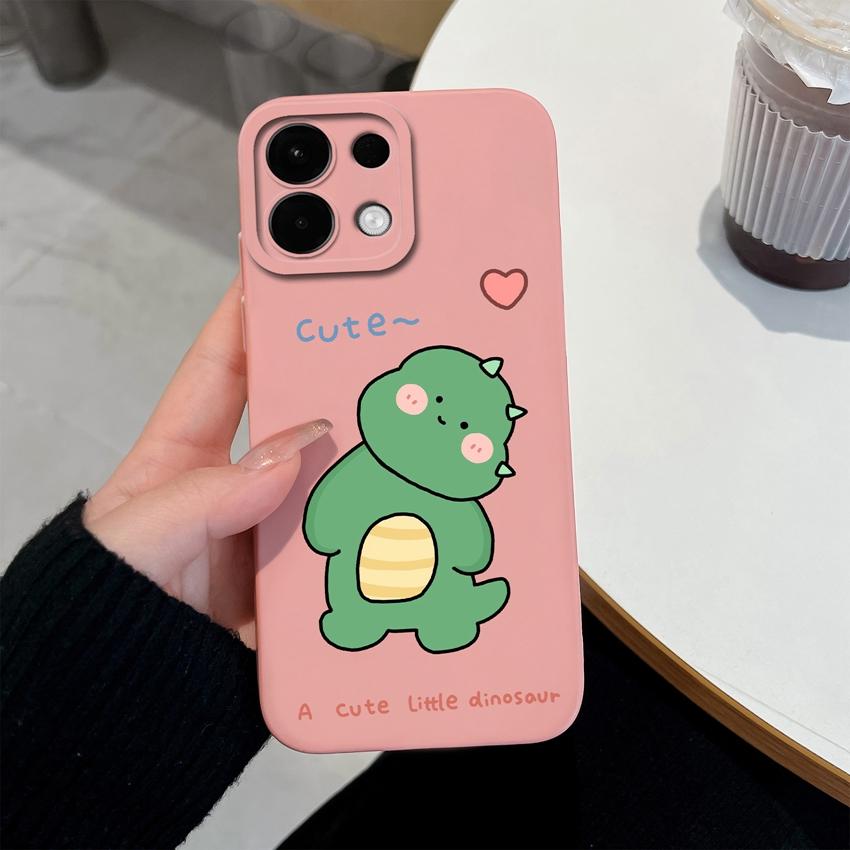 For Oppo Realme 7 10 8 9 5 6 Pro Plus K13 A5 A5X Phone Covers Cute Dinosaur Patterns Liquid Silicone Anti Drop Premium Protection Cases For Oppo Shell