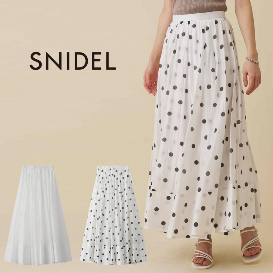 SNIDEL Gathered Volume Flare Skirt swfs262009 Women s Long Skirt Volume Sheer Dot Pattern SNIDEL