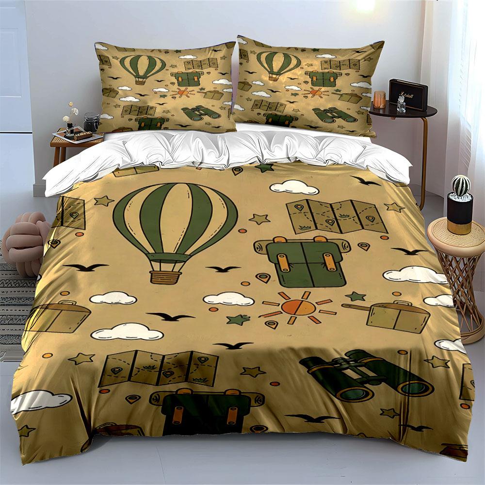 Green Hot Air Balloons. Bedding Sets Duvet Cover Sets Duvet Covers Pillowcases(1 * Duvet Cover 2 * Pillowcases Without Duvet Insert)