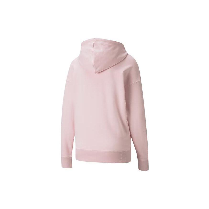 Puma Logo Print Drawstring Hoodie Long Sleeve Sweatshirt Women Tops Pink 535337-66
