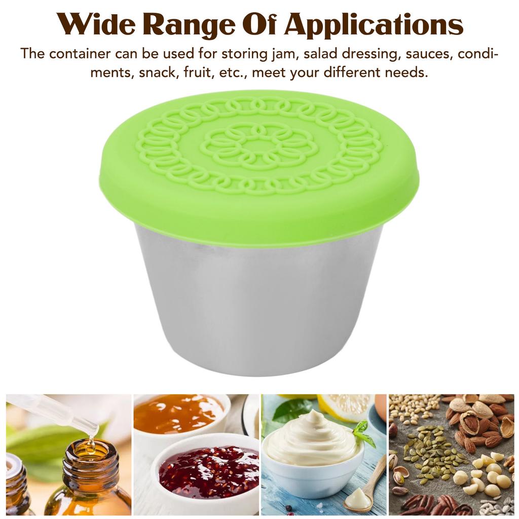 Beauty Salon Essential Oil Cup Stainless Steel Condiment Salad Dressing Container with Silicone Lid 70ml