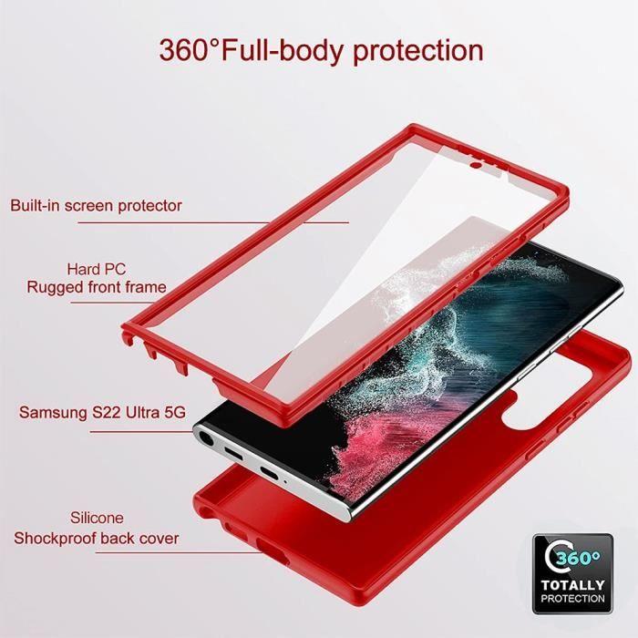 Protective Case - BOOLING - for Samsung Galaxy S22 Ultra - Red - Shockproof - Scratch-Resistant