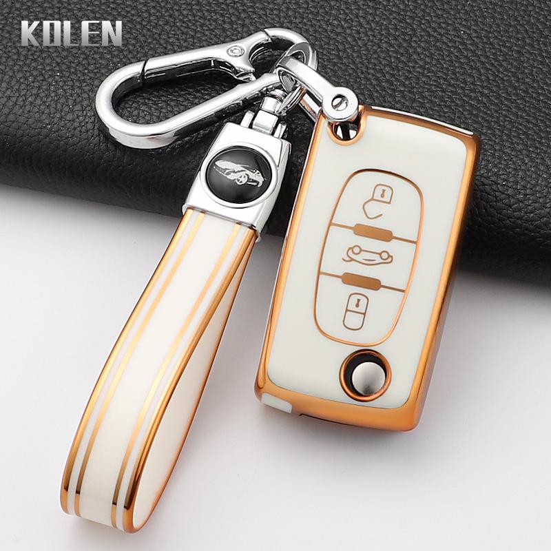 Mode Auto Schlüsselhülle Abdeckung Für Citroen C2 C3 C4 C5 C6 Xsara Berlingo Für Peugeot 207 307 308 407 607 807 Geschützter Schlüsselanhänger Fob