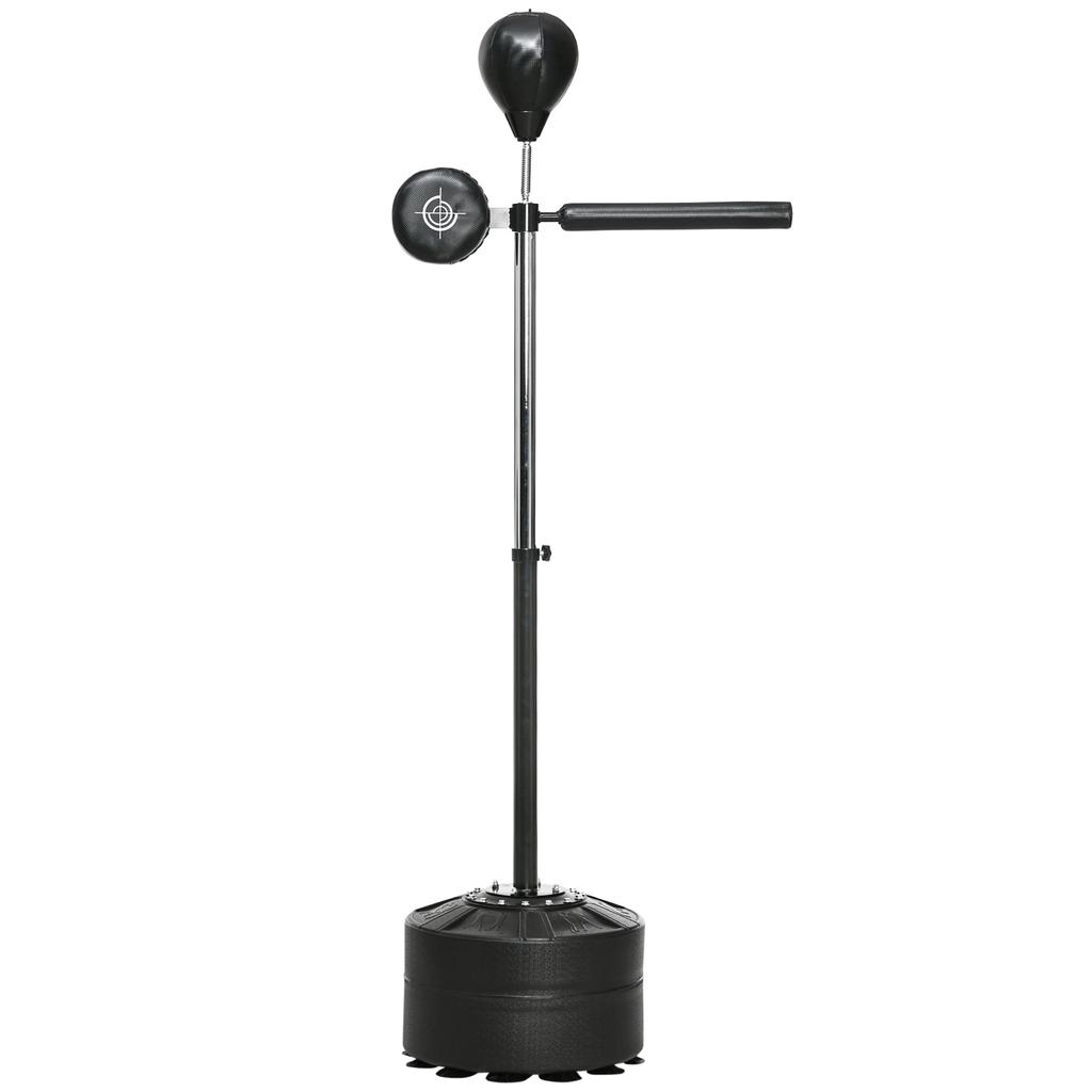 Saco de Velocidad Ajustable, Saco de Boxeo, con Soporte, Barra de Reflejos, Protector de Golpeo, Negro