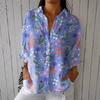 Women Shirt Lapel Long Sleeve Buttons Placket Shirt Tops Flower Pattern Regular Fit Casual Shirt Work Daily Life Parties Shirt