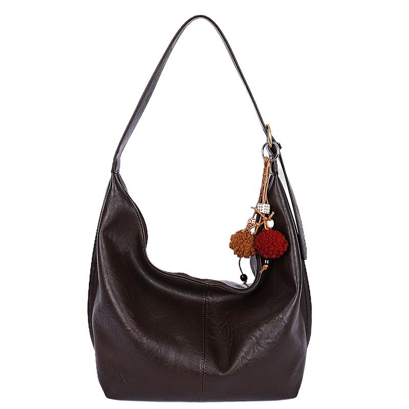 Large-capacity Commuter Bag Women's 2025 Autumn and Winter New Niche Retro Shoulder Bag Simple Texture Messenger Tote Bag