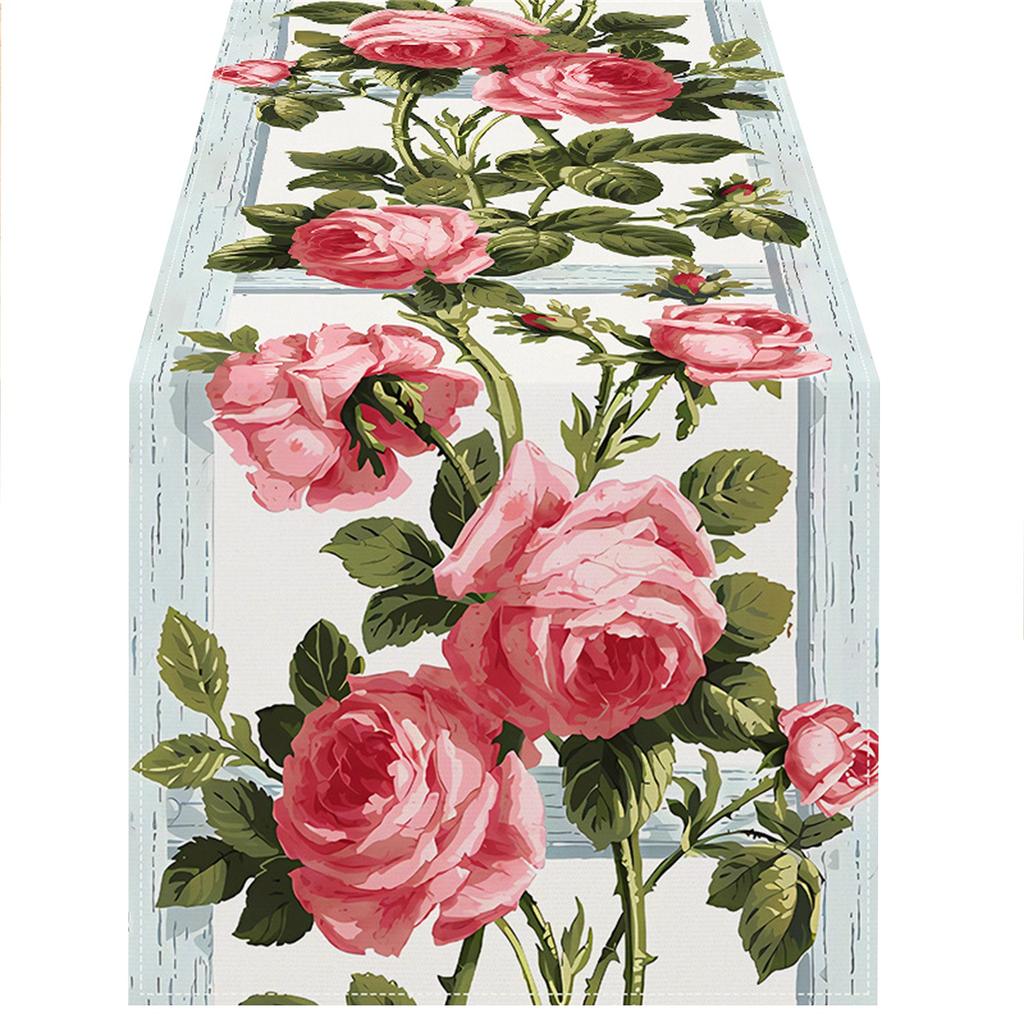 Tischfahne mit Rosenmotiv, Valentinstag, Wohnzimmer, Esstisch, Dekoration, Tischdecke, Matte, mit grenzüberschreitendem Leinen, bedruckt, Esstischdecke, Teefahne