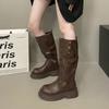 Western Cowboy Wasteland Wind Long High Boots Children 2025 Autumn and Winter New Thick-soled Piling Boots Two Wear Knight Boots