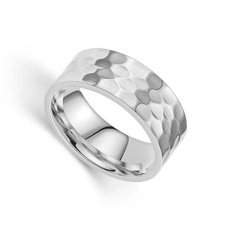 1Pcs Stainless Steel Ring with Raised and Recessed Patterns. Simple Ring.