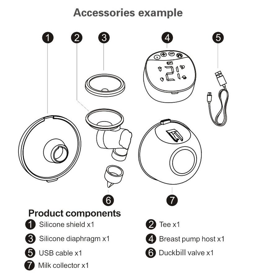 Pompă de sân reîncărcabilă, portabilă, fără fir, anti-reflux, lapte matern, cu mâinile libere, pompă de sân inteligentă, portabilă, extractoare de lapte, pompă