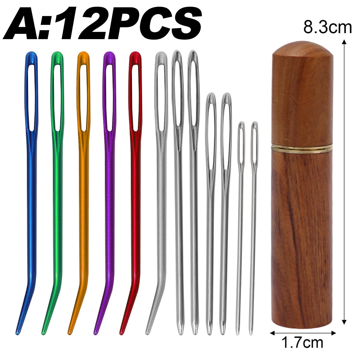 

Large Eye Sewing Needles Kit Stainless Steel Blunt Darning Bent Tapestry Needles with Storage Box Crochet Darning Yarn Project 3 Sets