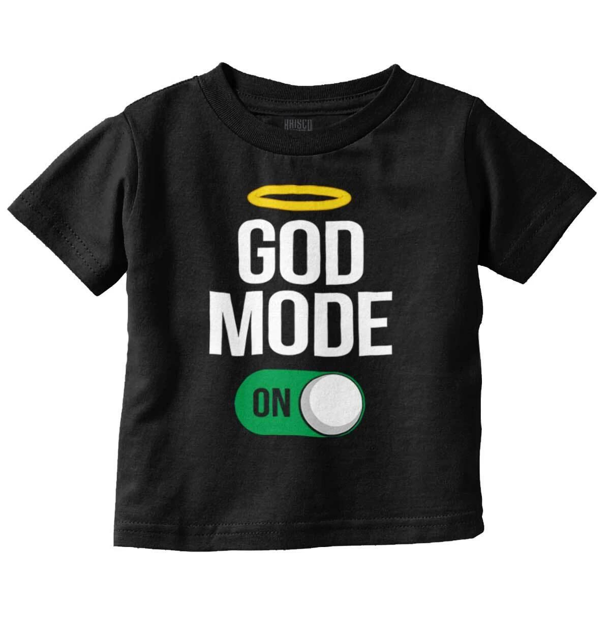 Funny Christian Faith God Mode On Halo Joke Toddler Boy Girl Youth T Shirt Tee L