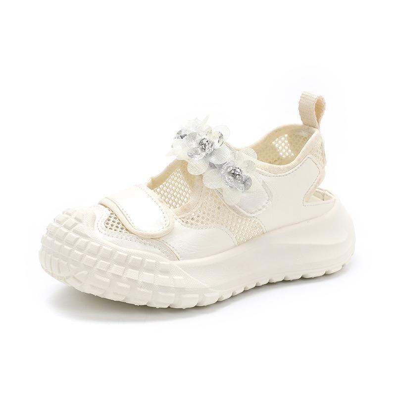 

Милые Девичьи Туфли Сетчатые С закрытым Носком Спортивные Сандалии Новый Стиль Модные Кроссовки для Детей Постарше, Повседневная Обувь для Малышей Девочек 26 белый