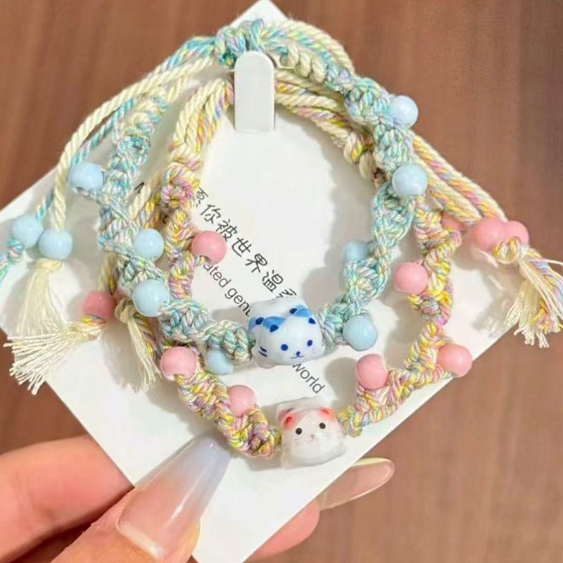 Handmade Adjustable Cartoon Cat Bracelet for Couples & Friends - Ideal Girlfriend Gift