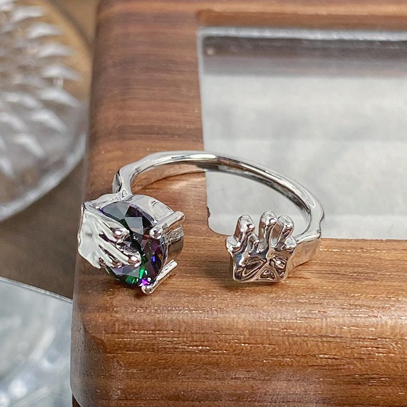 [Collection Of Old Sites] Graffiti Retro Personalized Retro Open Ring Punk Hip Hop Niche Unique Stacked Ring