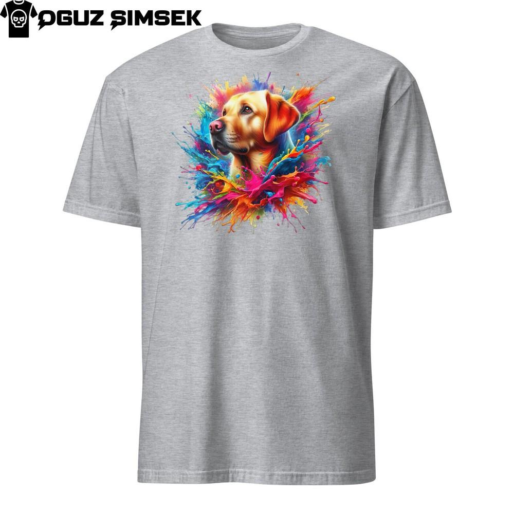 Colorful Labrador Retriever Short-Sleeve Unisex T-Shirt | Unique Paint Splashes XL
