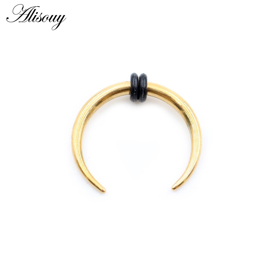 Alisouy 1PC 14/16G Gauge Stainless Steel Buffalo Horn Bull Taper Claw Flesh Ear Tunnel Expander Stretcher Nails Studs Nose Rings