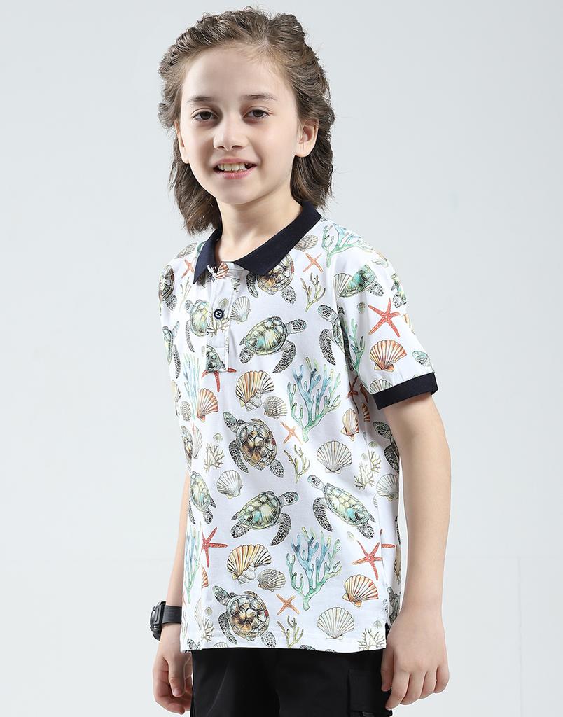 MONTE CARLO Boys Printed Collar Neck Tshirt