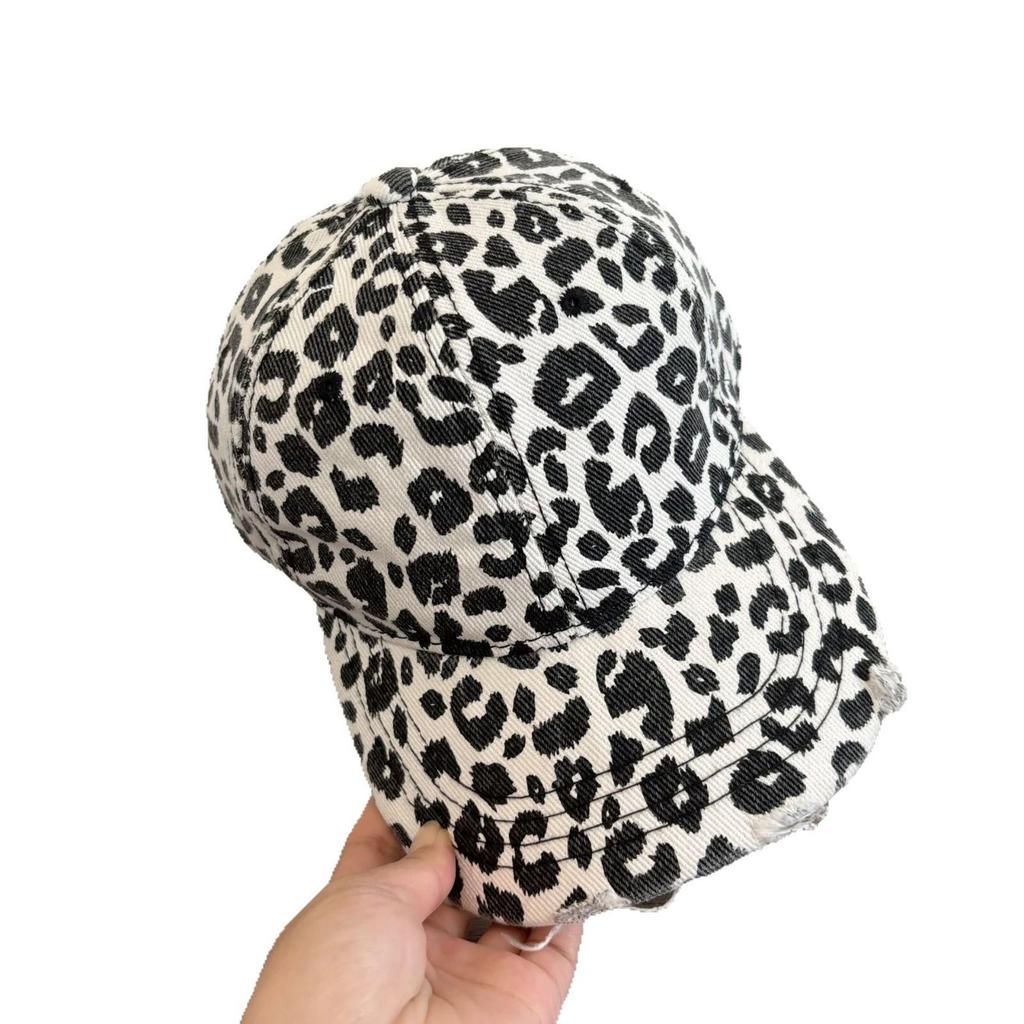 Damkeps med leopardmönster - Europeisk & Amerikansk Street Fashion Hip-Hop Anknäbb