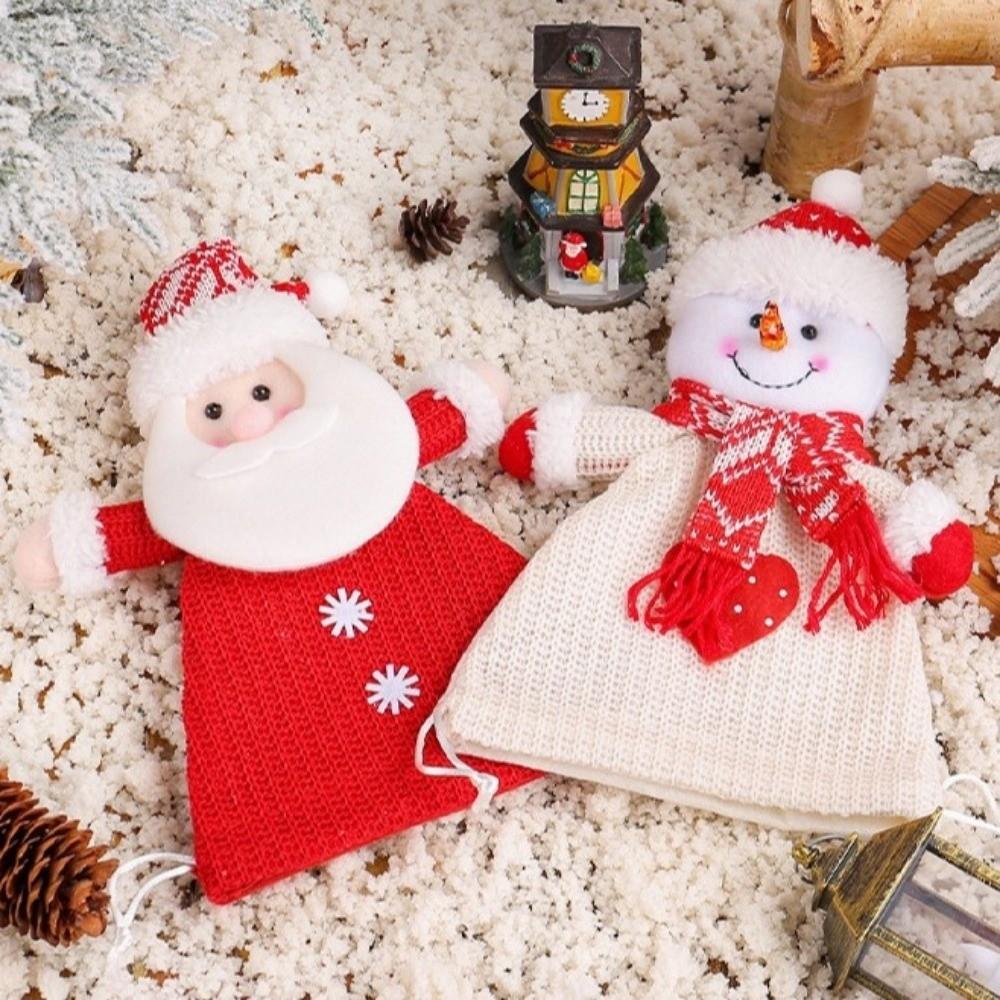 Knitted Christmas Doll Bag Santa Claus Gift Bag Christmas Eve Xmas Drawstring Bag  Home Decoration