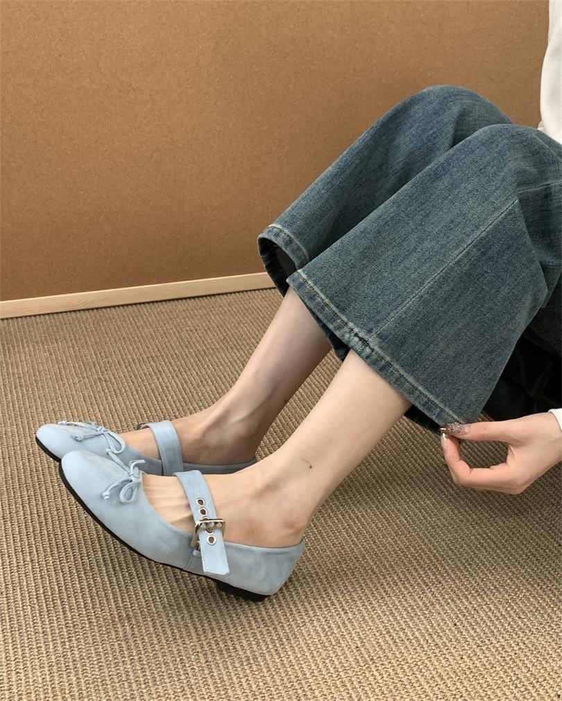 Flat Bottom Round Head Design Single Shoes Women's Shoes 2025 New Spring and Autumn Bow Gentle Ballet Mary Jane Shoes