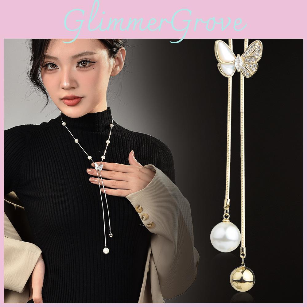 Stunning 2024 New Butterfly Necklace For Women With Elegant Starry Faux Pearl Design