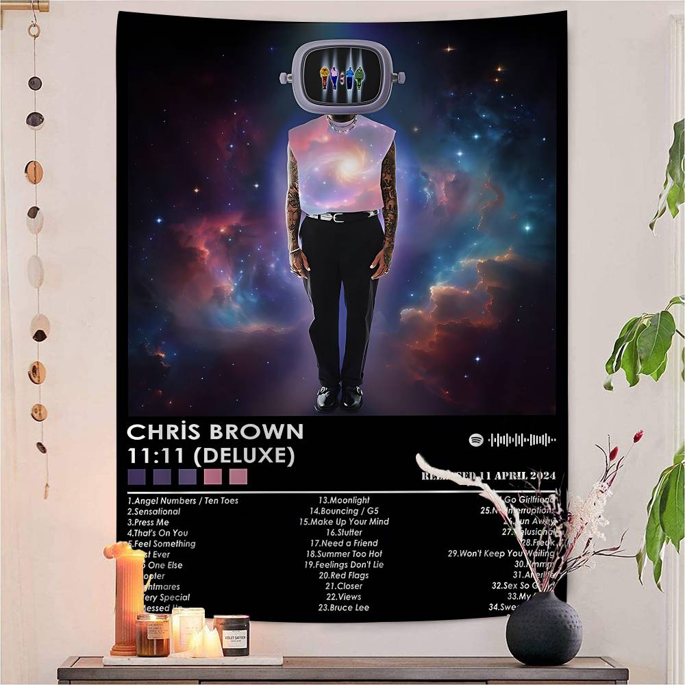 Cchris Bbrown Rapper Diy Wall Tapestry For Living Room Home Dorm Decor Wall Art Decor