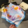 French light luxury chain small square scarf simulation silk printing silk scarf headscarf women's spring and summer scarf temperament scarf scarf new