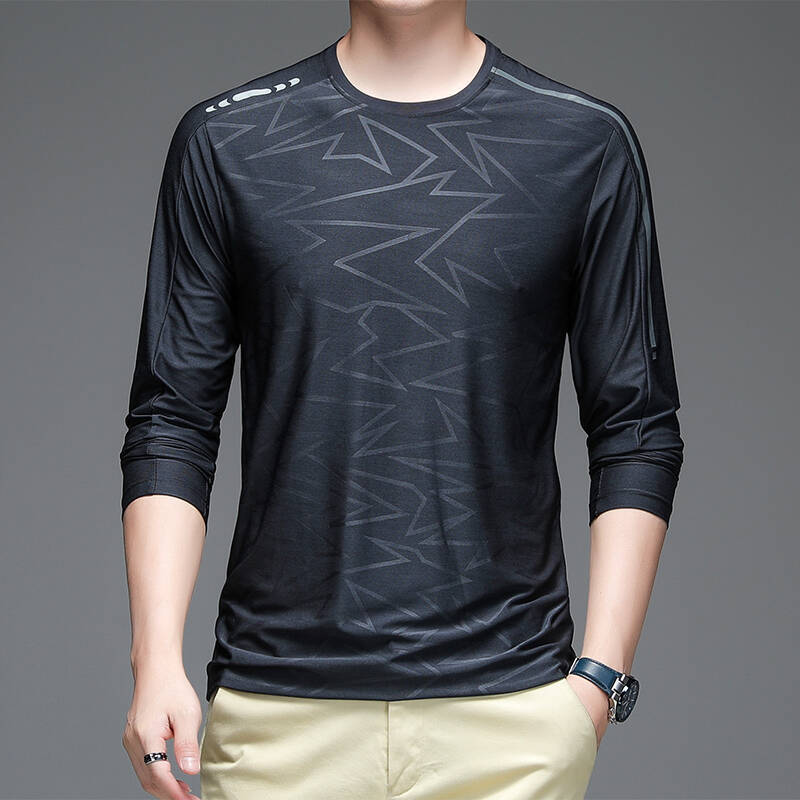 Autumn Thin Long-sleeved T-shirt for Men's Sports and Casual Running Fitness Undershirt for Youth Round Neck T-shirt Base Shirt