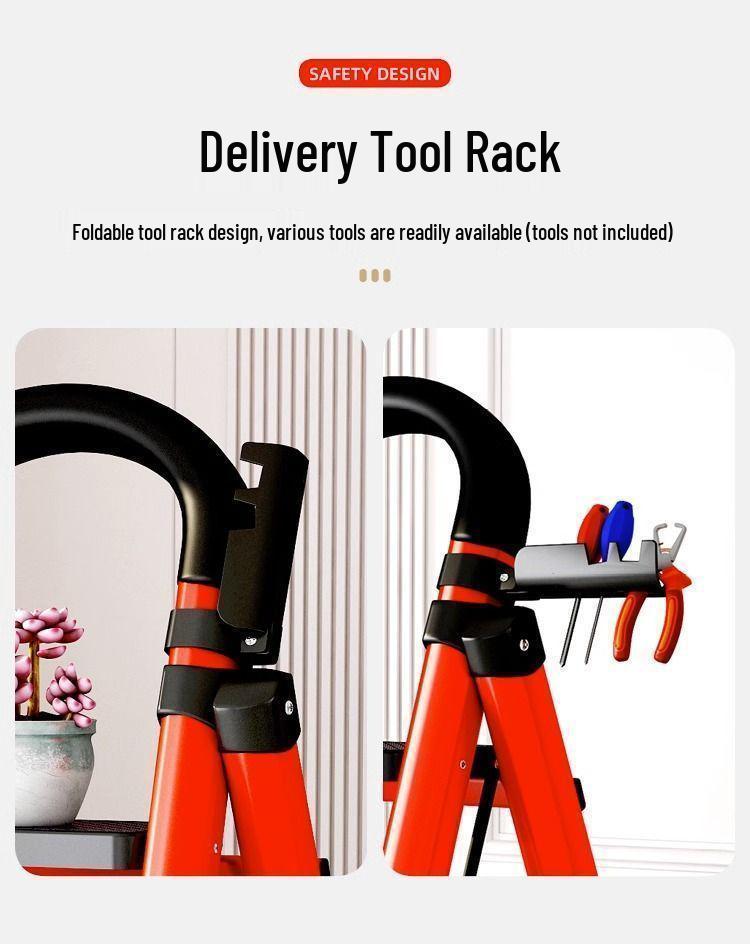 Multi-Functional Telescopic A-Frame Folding Ladder - Thick Carbon Steel Step Ladder for Indoor Use