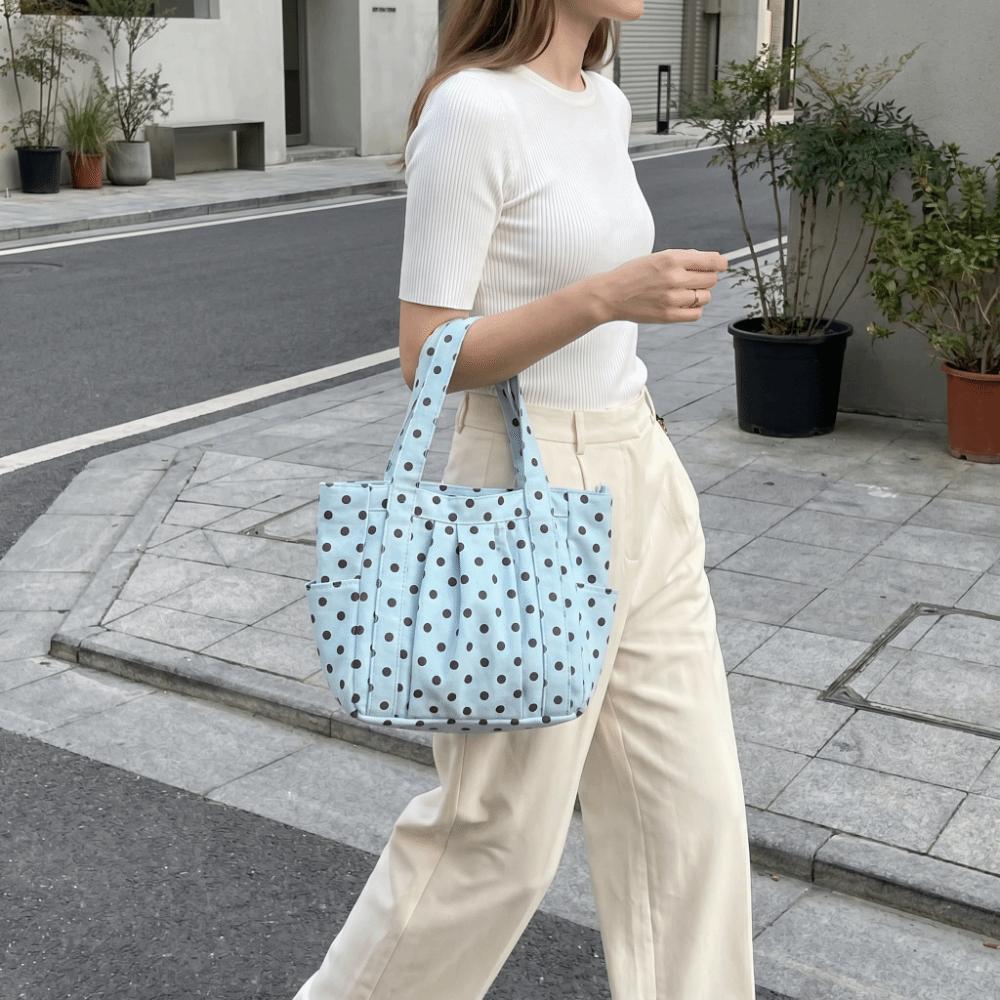 Canvas Polka Dot Shoulder Bag Sweet Handbag Versatile Tote Bag Women
