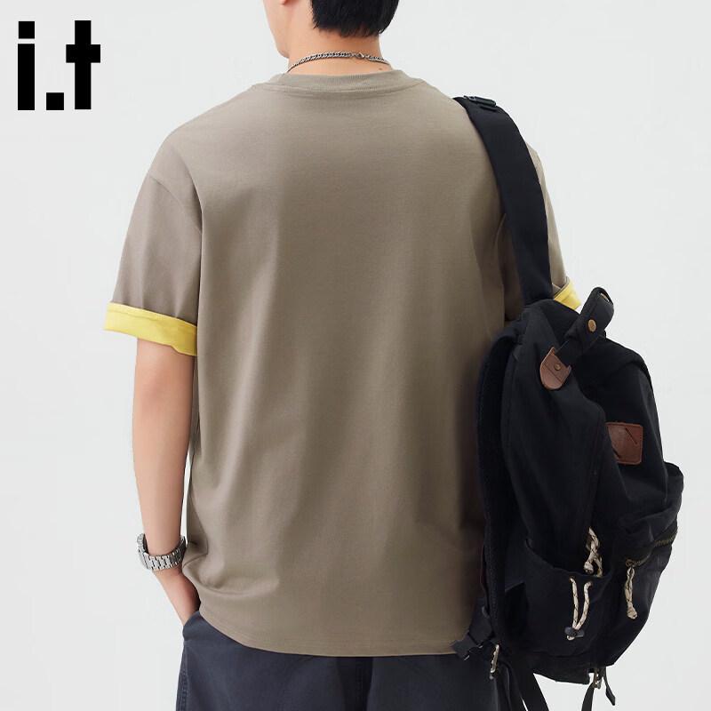 :CHOCOOLATEit Men's Solid Color Heavyweight Round Neck Short Sleeve T-Shirt