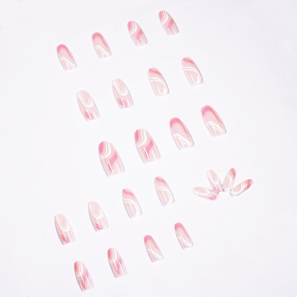 Pop Series Pink & White Wearable Manicure Removable False Nail Stickers