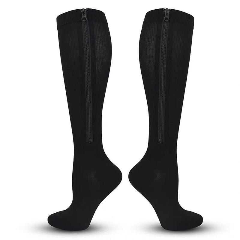 Unisex Open-Toe Compression Socks with Zipper Closure - Oversized High Tube Sports Socks,for Sports, Travel