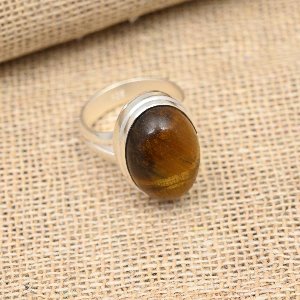 Tiger's Eye Gemstone 925 Sterling Silver Jewelry Handmade Ring Gift For Her