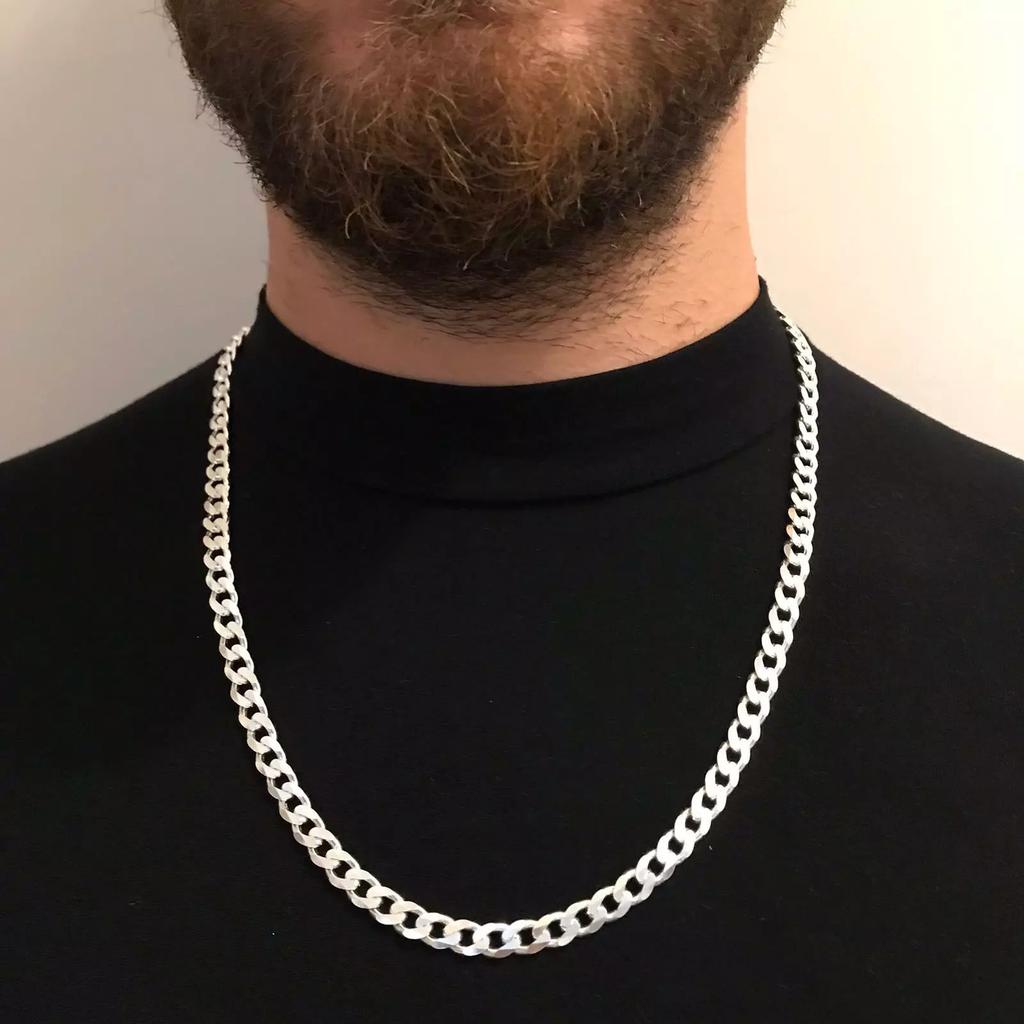 ITALIAN Silver Men' Chain 925 SILVER FULL Diamond Chain