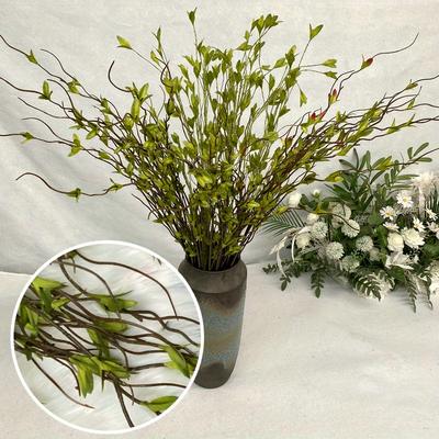 112cm Mehrfach gegabeltes Seidenstoff Drachenbartblatt Innendekoration Simulationsblumen Hochzeitssaal Blumenmaterial Grüne Pflanzen