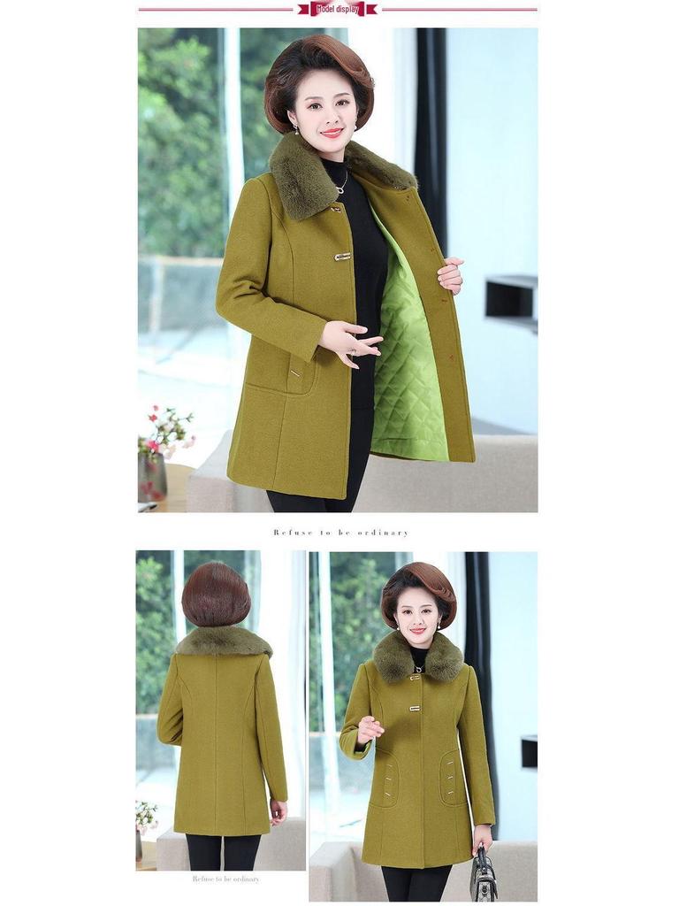 Palton de lână de iarnă de lungime medie pentru mamă - Larg, la modă și extra gros pentru femei