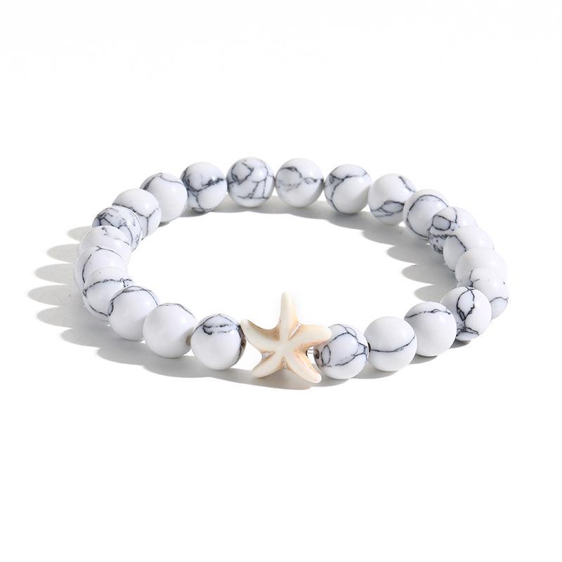 Starfish Handmade Beaded Bracelet with Elastic Cord - Fashionable Commuting Style
