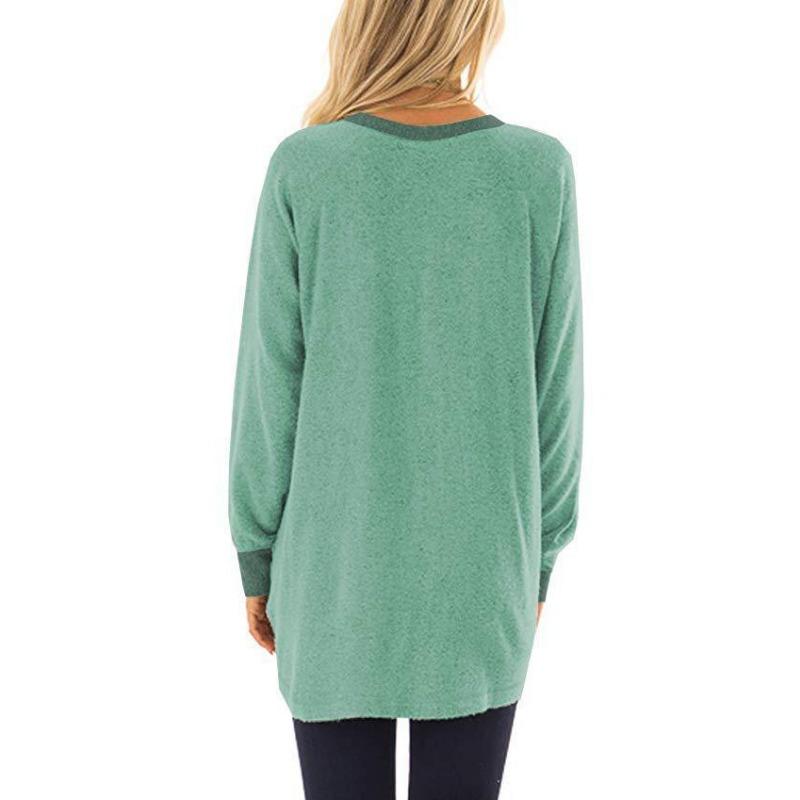 YYFS Women's Fashion Casual Spring Fall Colour Block Print Long Sleeve O-Neck Blouses & Shirts