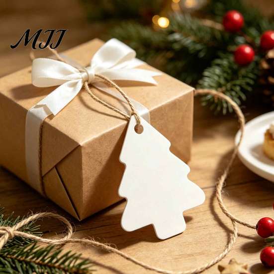 Small Paper Tags for Craft Projects 50Pcs Christmas Tree Gift with String, DIY Blank Customizable Wrapping Hanging Labels Holiday Wrapping,