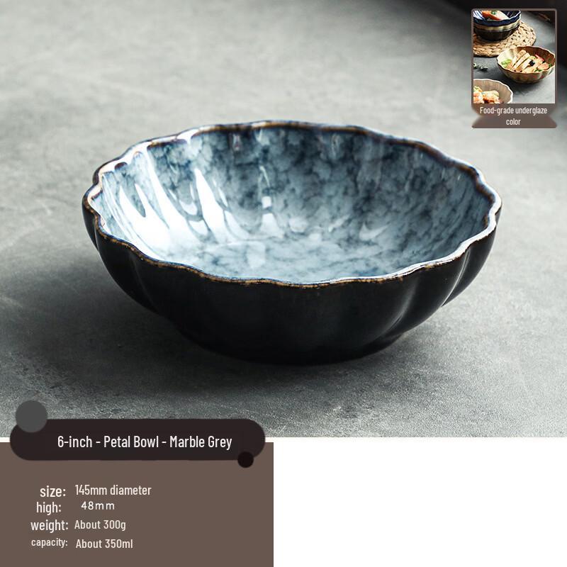 Abay Creative Flower-Shaped Ceramic Bowl Set (2-Pack)