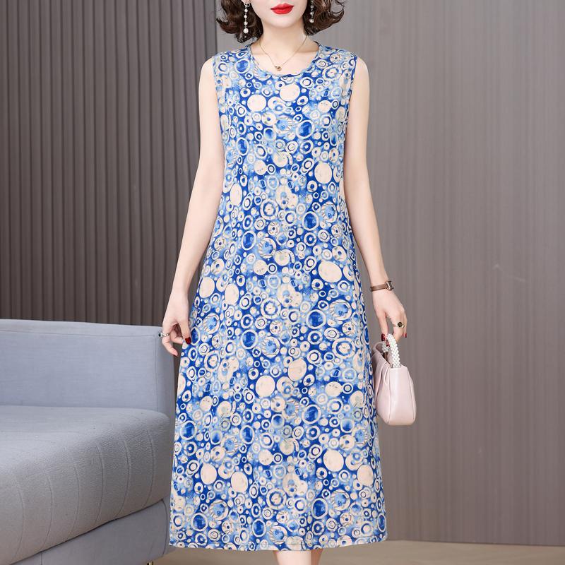 Elegant Sleeveless Dresses for Women Clothes Loose Plus Size Vintage Summer Long Dress