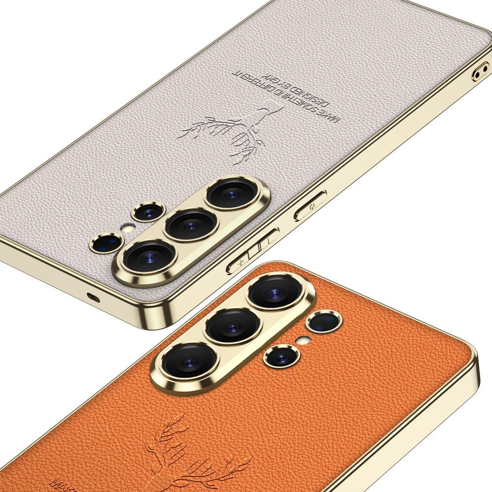 Samsung S26ultra Elk Mobile Phone Case Electroplated Plain Leather Mobile Phone Case, High-end Men's and Women's Protective Case.