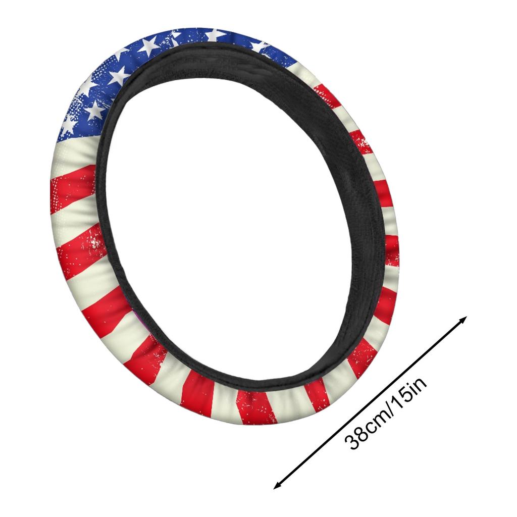 Bohemian Print Steering Wheel Cover Universal Fit for 36cm-39cm Diameter Car Steering Wheels Four Season Use