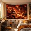 Red Fire Battle Anime Aesthetic Tapestry Cool Fantasy Warrior Cartoon Wall Hanging Teen Dorm Bedroom Otaku Home Wall Decor