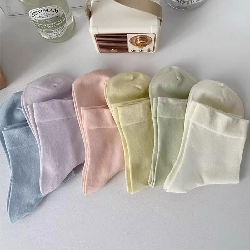 Women's Macaron Color Seamless Postpartum Mid-Calf Socks - High Elastic, Anti-Pilling, Versatile Stacking Socks